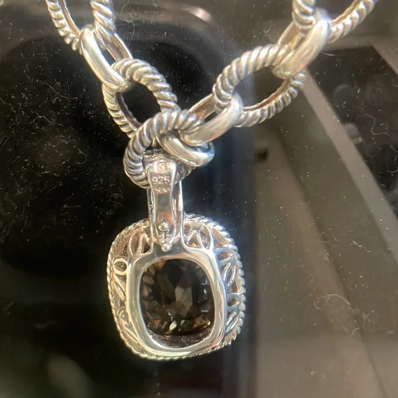 Sterling Silver 18”, wide link chain w citrine pendant. EUC. As is. See images - Picture 5 of 14